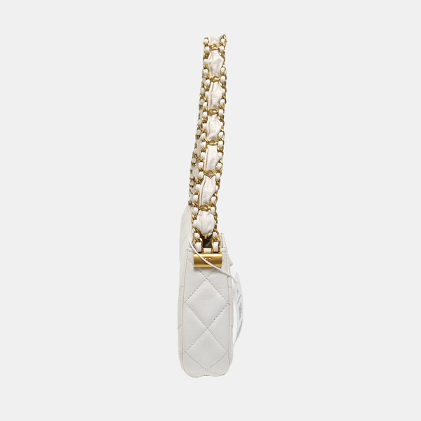 CHANEL 19 Small Quilted Calfskin White