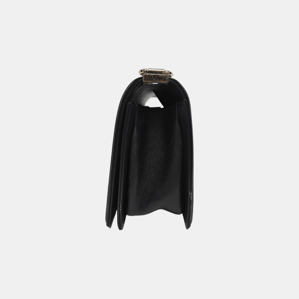 BOY CHANEL Medium Quilted Grained Calfskin Black