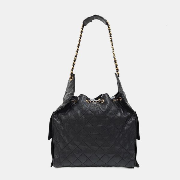 CHANEL 25 Medium Quilted Calfskin Black