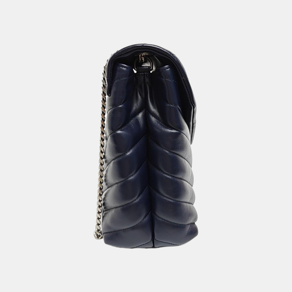 LOULOU Medium Chevron Calfskin Blue