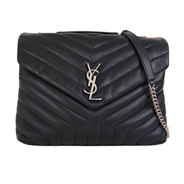 LOULOU Medium Chevron Calfskin Blue