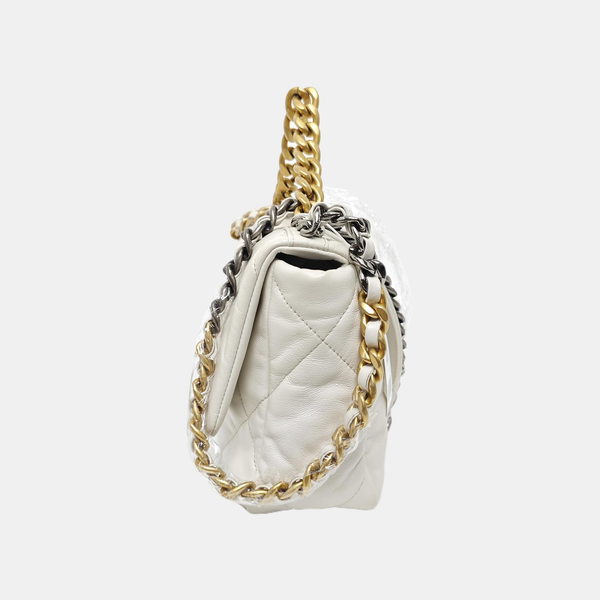CHANEL 19 Small Quilted Lambskin White