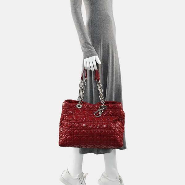 Dior Soft Large Cannage Patent Leather Red