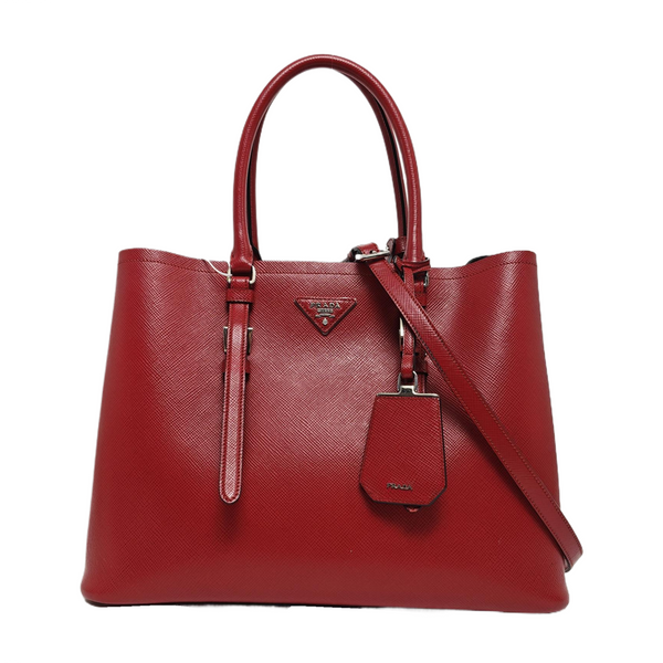 Double Large Saffiano Calfskin Red