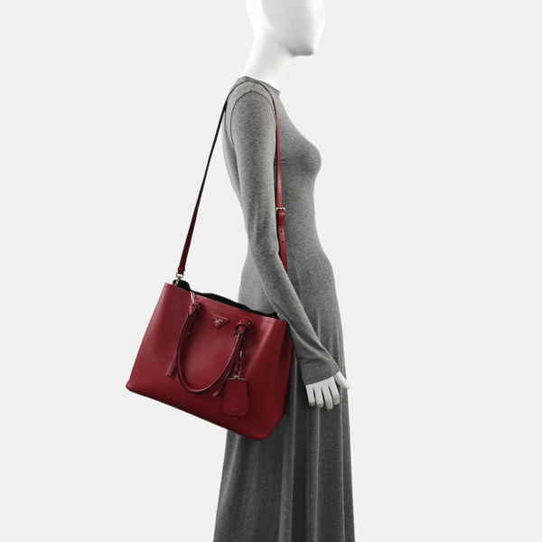 Double Large Saffiano Calfskin Red