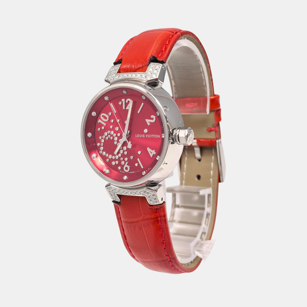 Tambour LV Glamour 34mm Red Quartz Watch