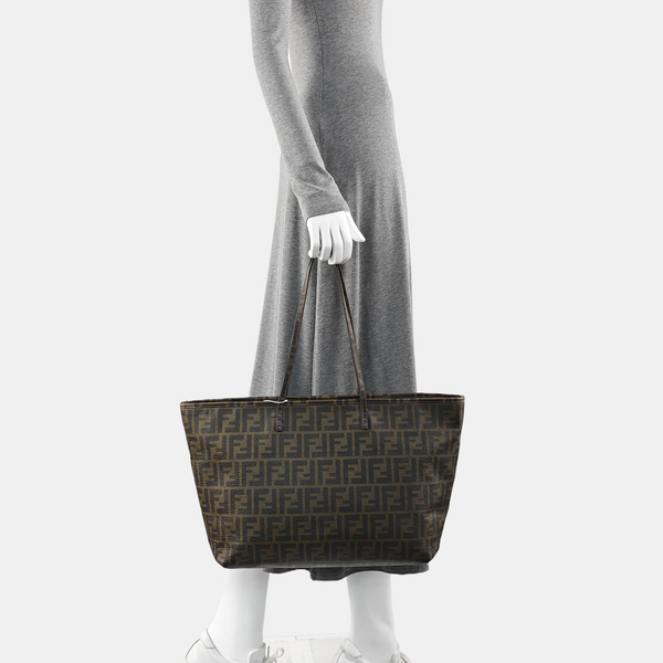 Coated Canvas Tote Bag Brown