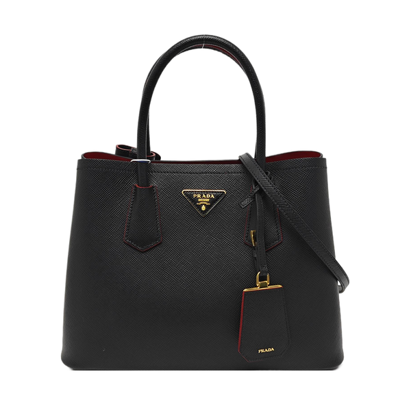 Double Small Saffiano Calfskin Black