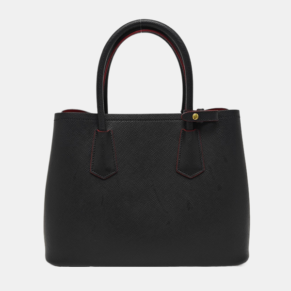 Double Small Saffiano Calfskin Black