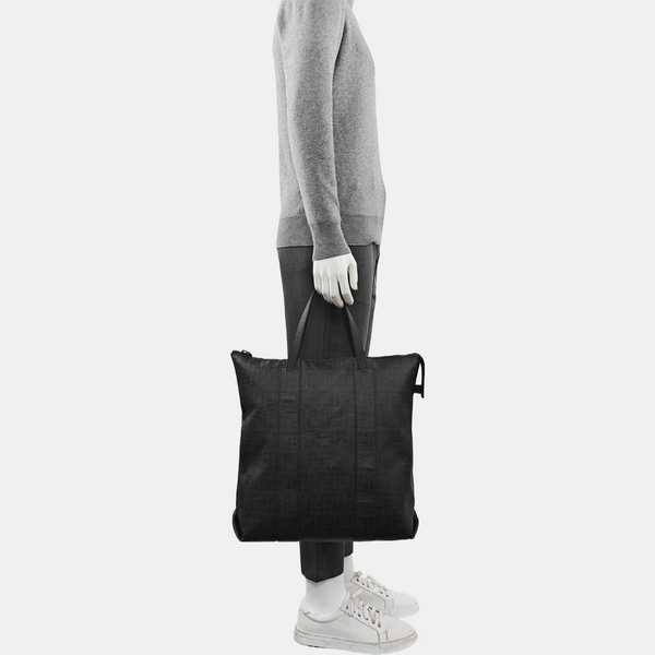 Coated Canvas Top Handle Bag Black