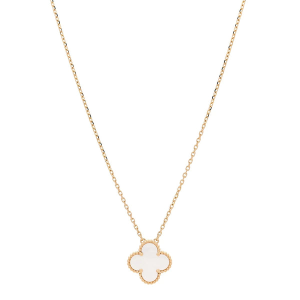 Authenticated pre-owned 18K Yellow Gold Mother of Pearl Vintage Alhambra Pendant Necklace - Necklace at Looply