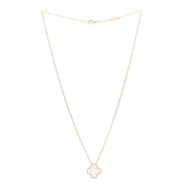 Authenticated pre-owned 18K Yellow Gold Mother of Pearl Vintage Alhambra Pendant Necklace - Necklace at Looply