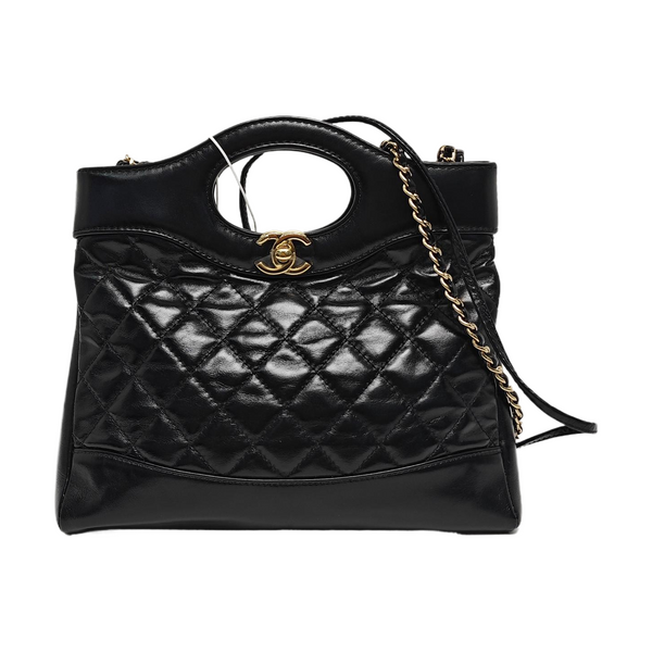 CHANEL 31 Mini Quilted Waxed Cafskin Black