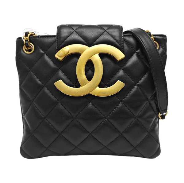 Quilted Lambskin Shoulder Bag Black