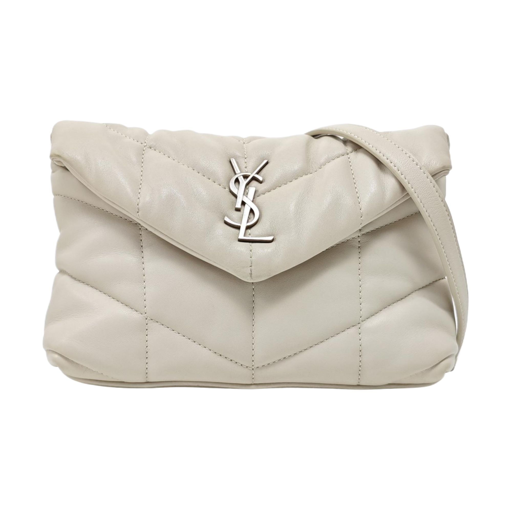 PUFFER Mini Chevron Lambskin White