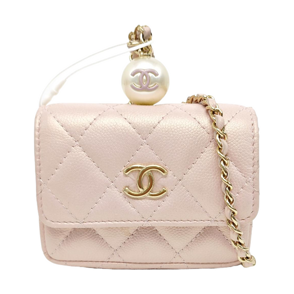 Quilted Grained Calfskin Shoulder Bag Small Pink