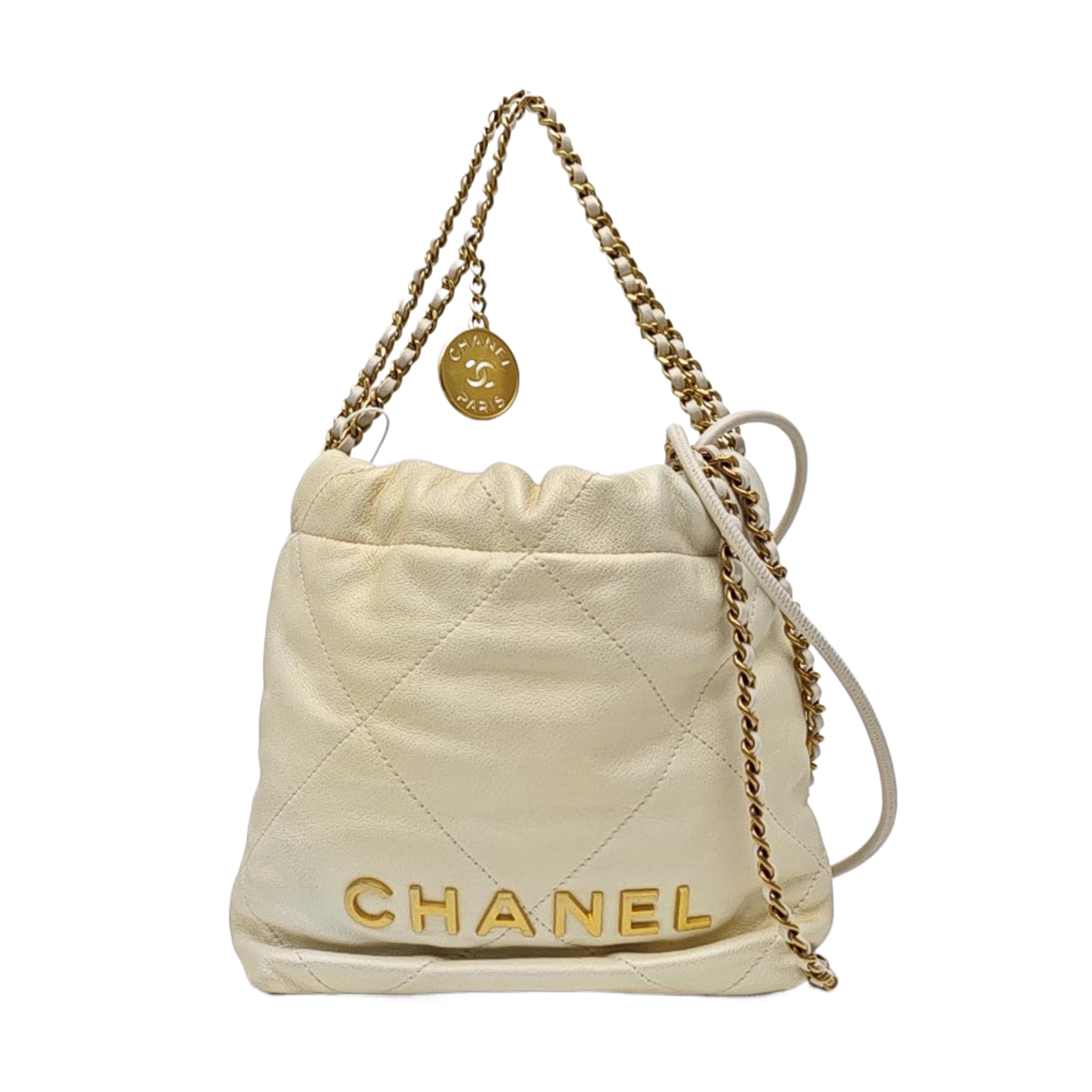CHANEL 22 Mini Quilted Calfskin Beige
