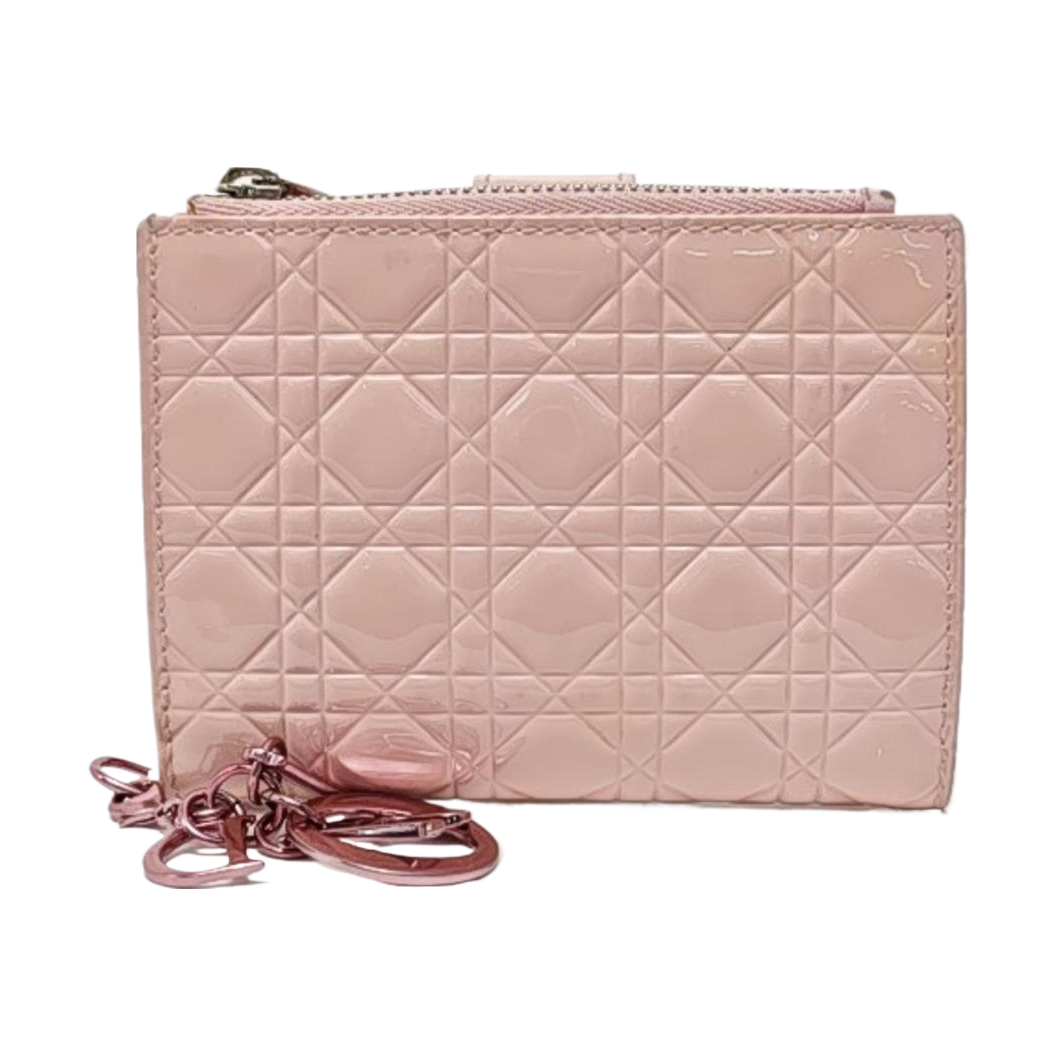 Lady Dior Cannage Patent Leather Pink Wallet