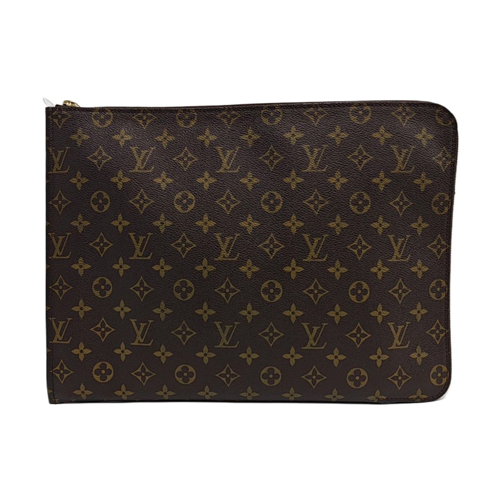 Monogram Coated Canvas Clutch Brown
