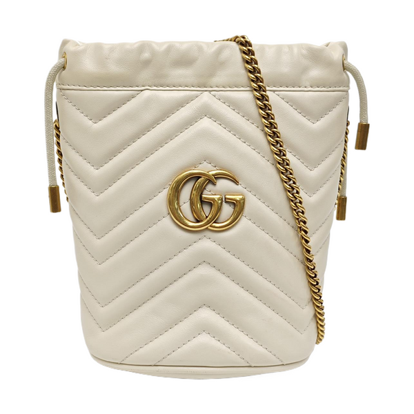 GG Marmont Mini Quilted Calfskin White