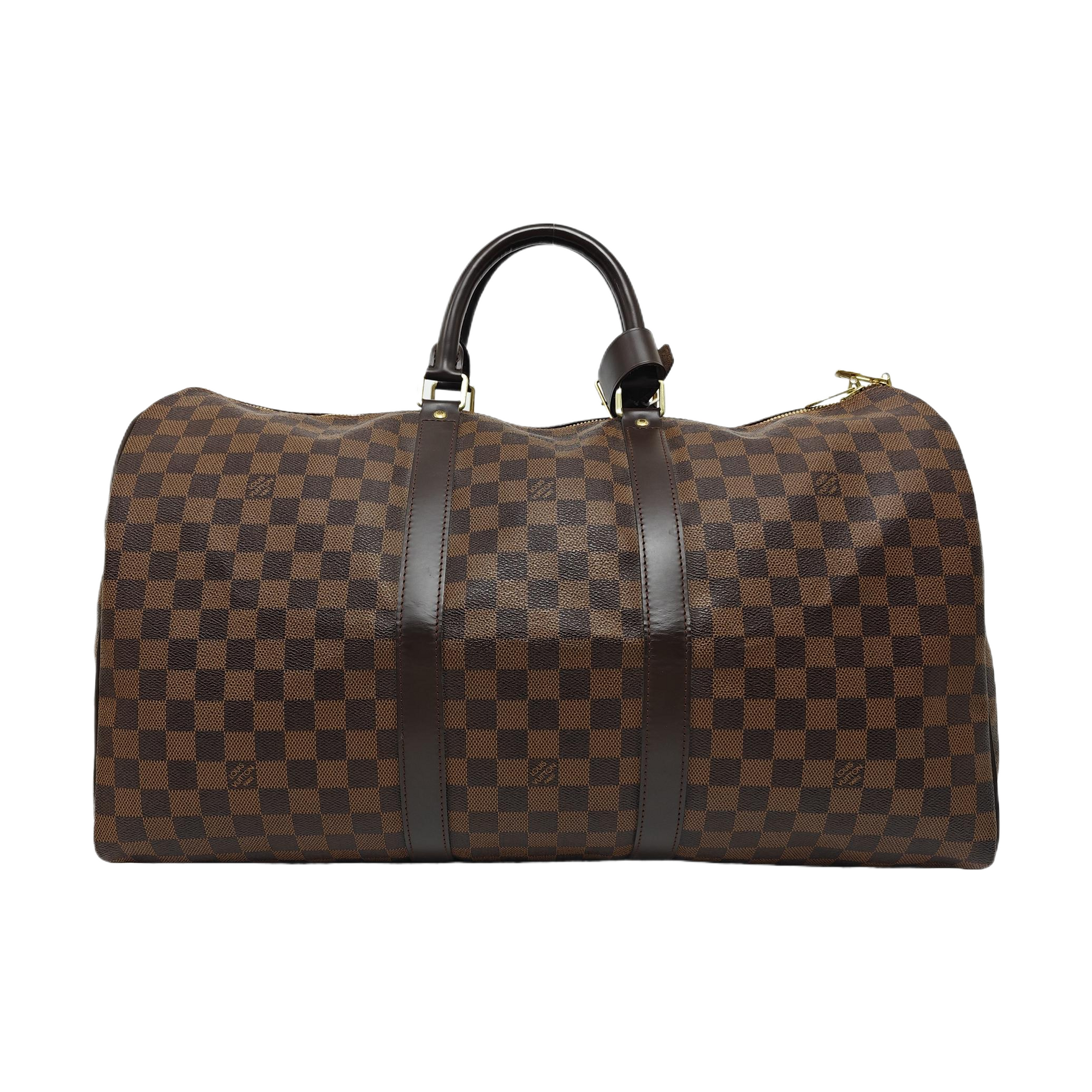 KEEPALL 50 Damier Ebene Coated Canvas Brown