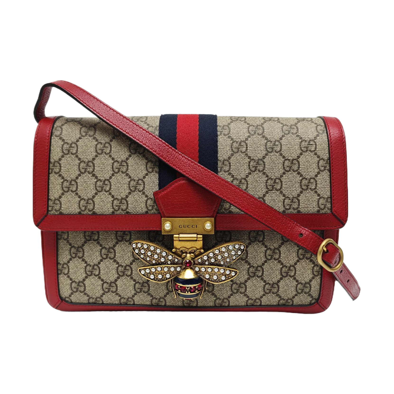 Queen Margaret Medium Monogram Coated Canvas Beige