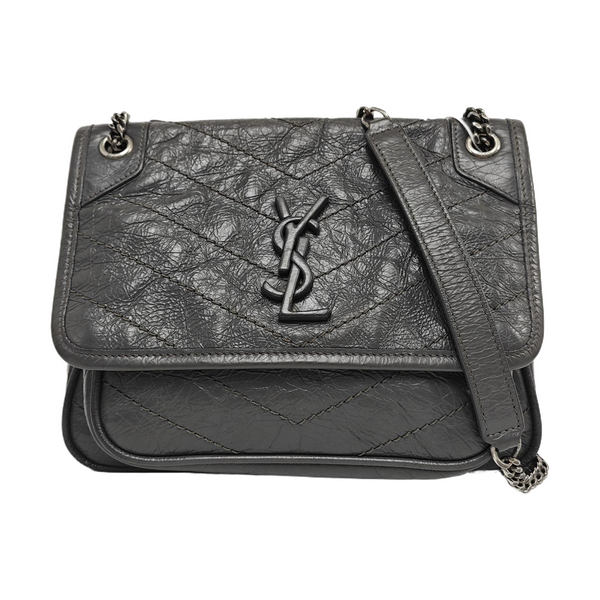 NIKI Small Chevron Calfskin Gray