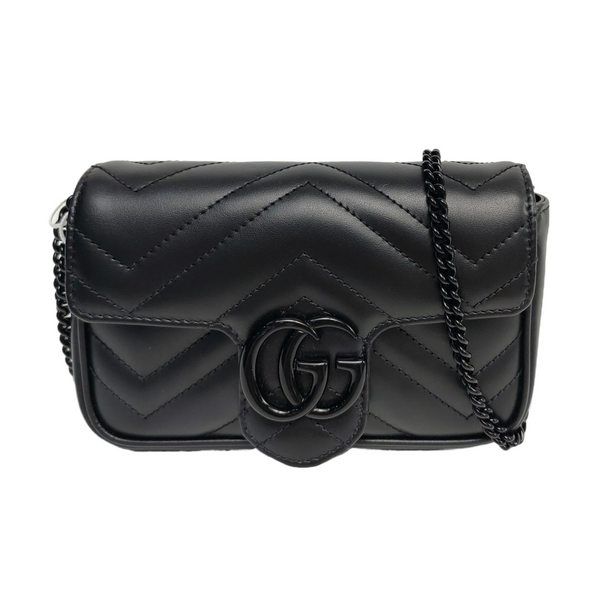 GG Marmont Mini Chevron Piel de Cordero Negro