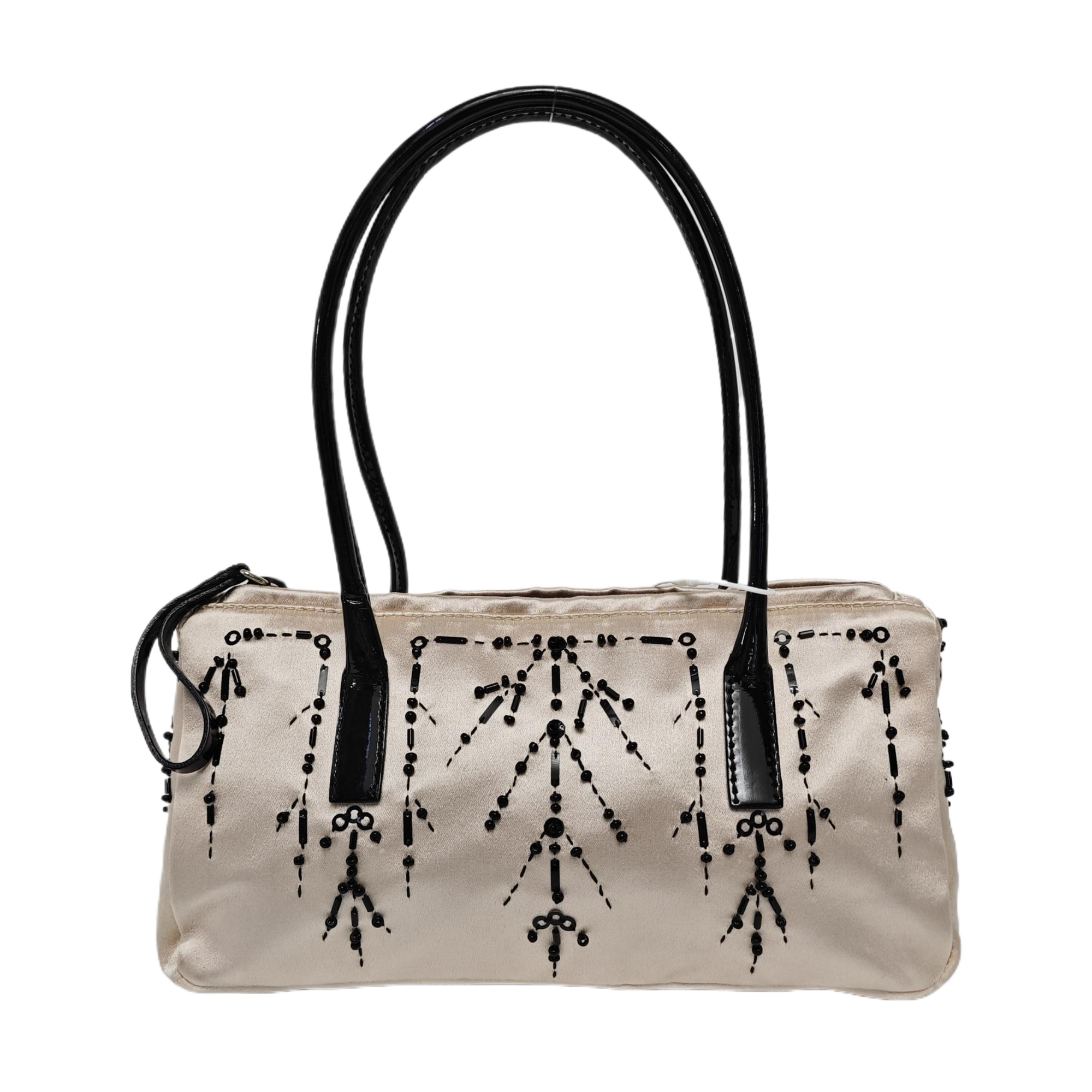 Silk Satin Top Handle Bag Beige
