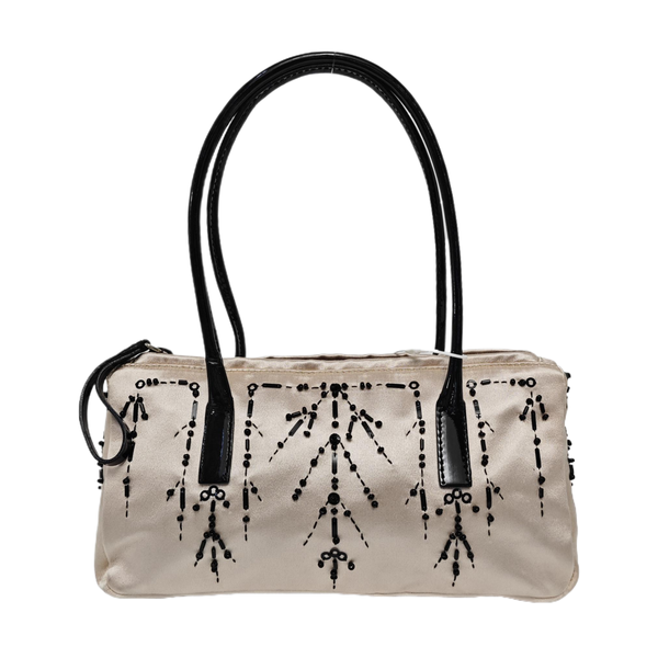 Silk Satin Top Handle Bag Beige