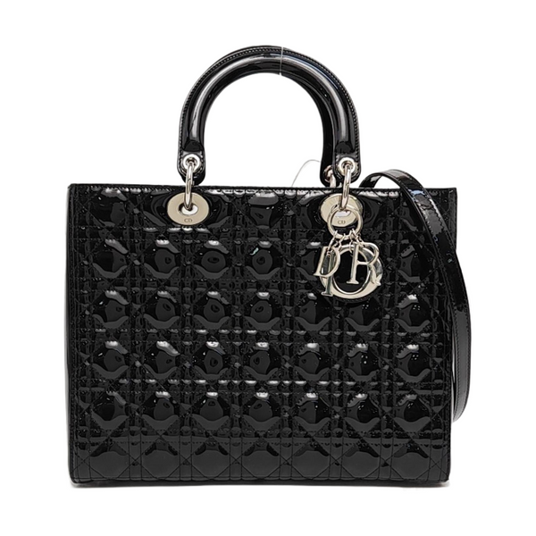 Lady Dior Large Cannage Patent Leather Black