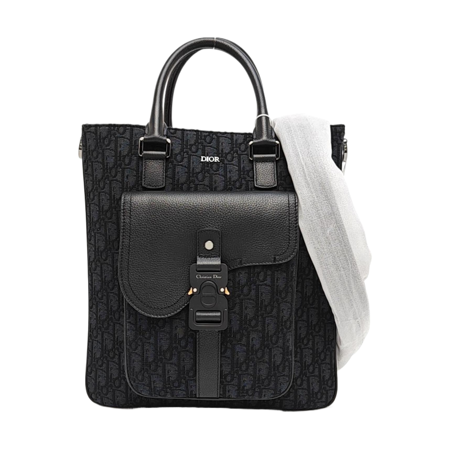 Saddle Medium Oblique Canvas Black