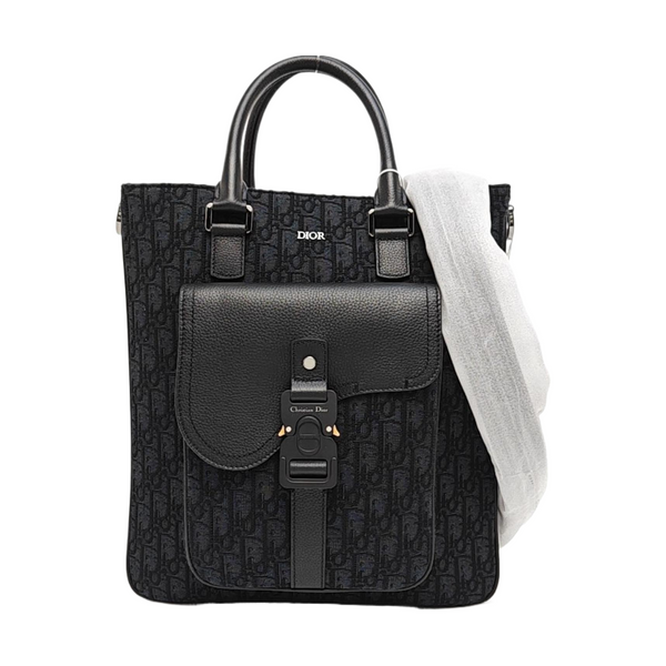 Saddle Medium Oblique Canvas Black