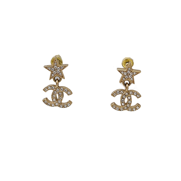 CC Logo Metal Gold Stud Earrings
