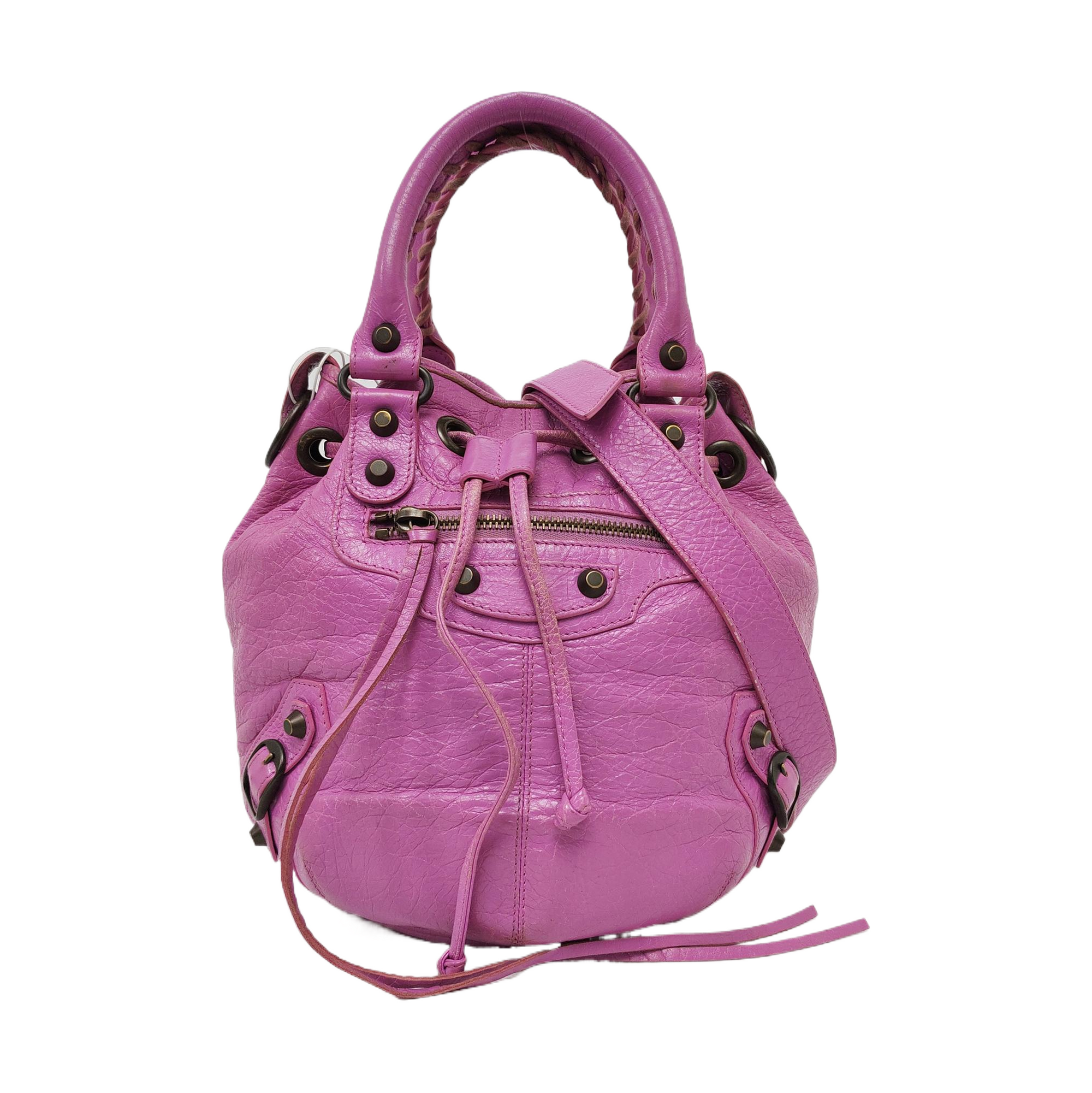 Pompon Bag Calfskin Purple