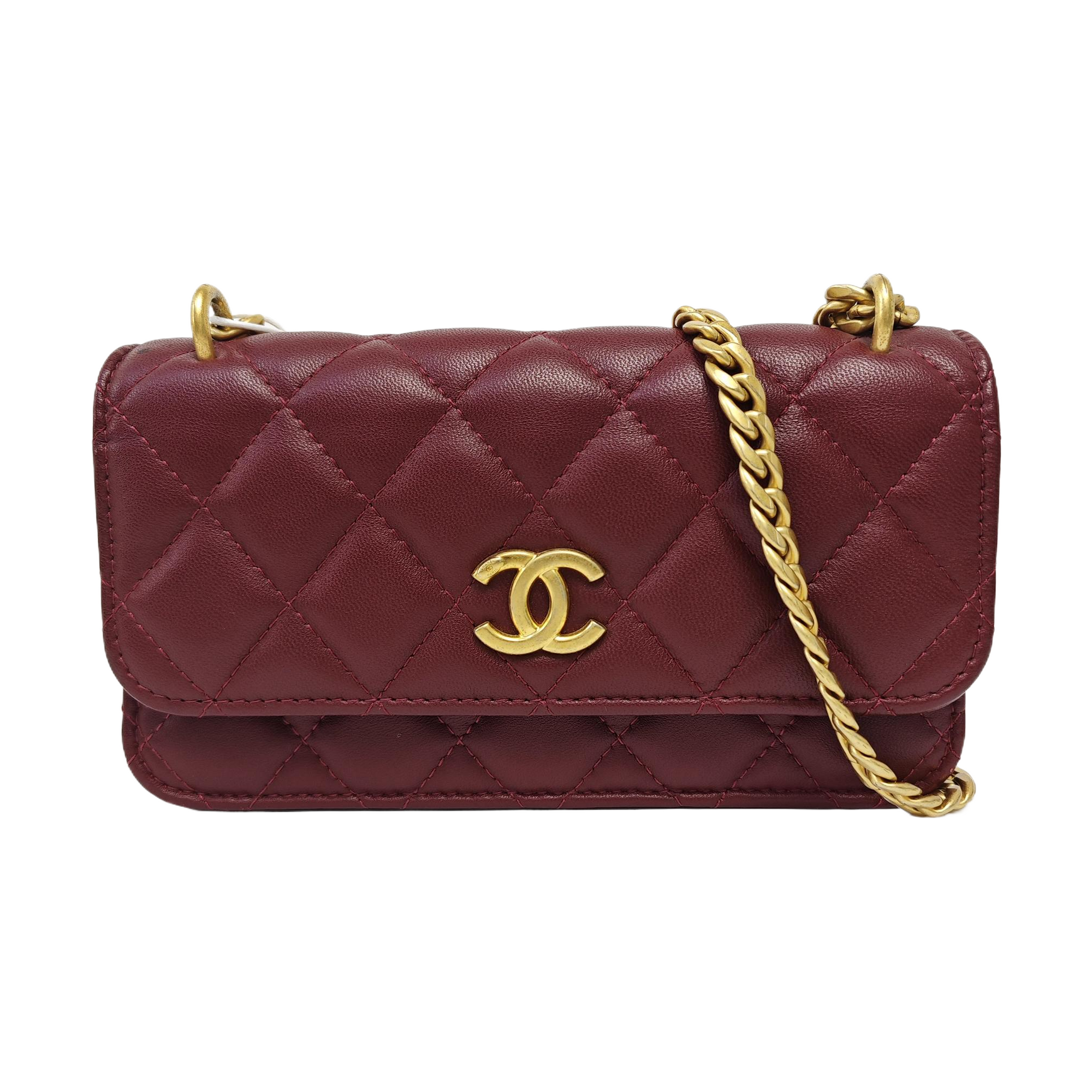 WOC Mini Quilted Lambskin Red