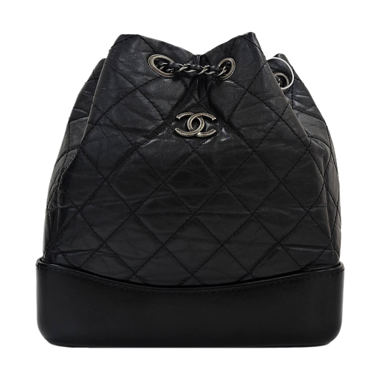 Quilted Calfskin Bucket Bag Black