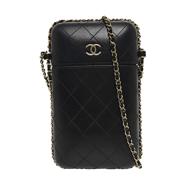 Quilted Lambskin Shoulder Bag Black