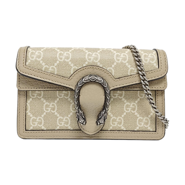 Dionysus Super Mini Monogram Coated Canvas Beige
