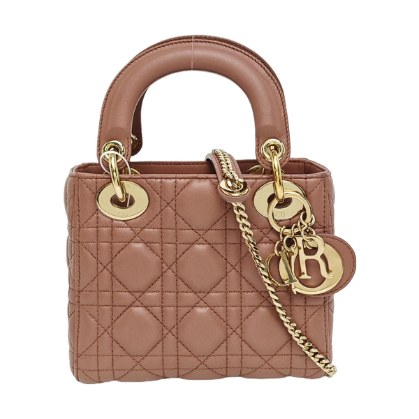 Authenticated pre-owned  Lady Dior Mini Lambskin Beige - Tote Bag at Looply