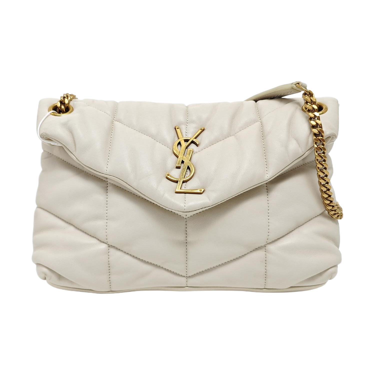 PUFFER Small Quilted Lambskin White