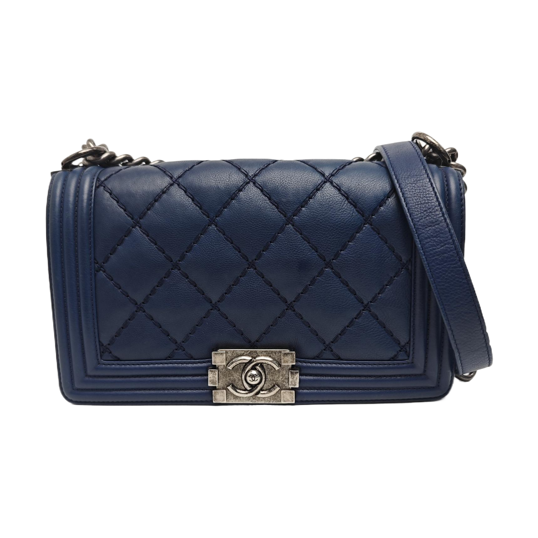 BOY CHANEL Medium Quilted Calfskin Blue