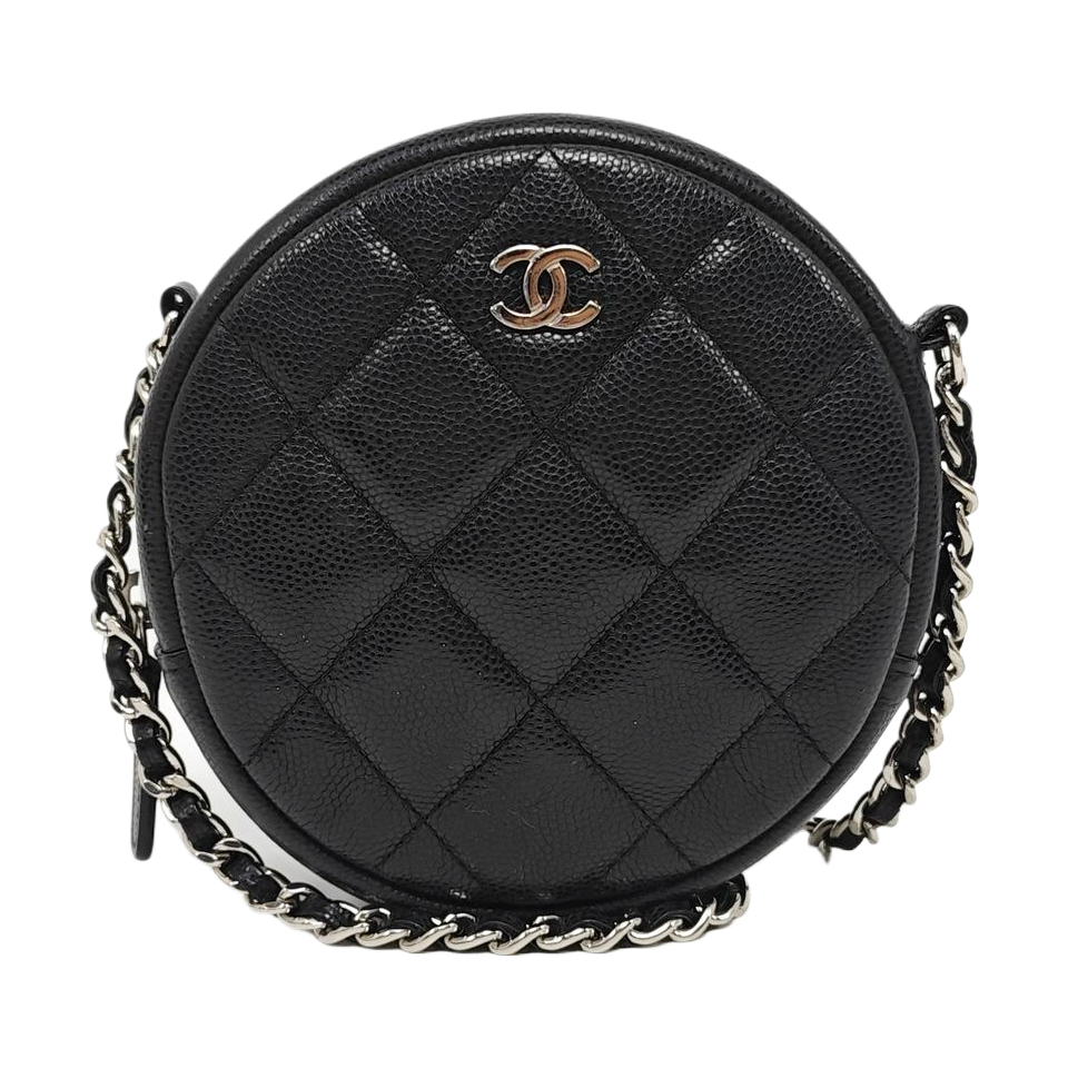 ROUND Quilted Grained Calfskin Black
