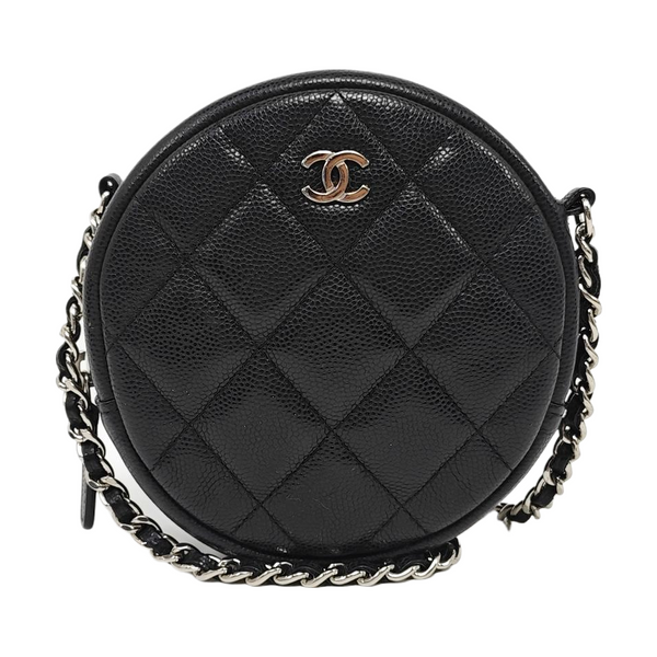 ROUND Quilted Grained Calfskin Black