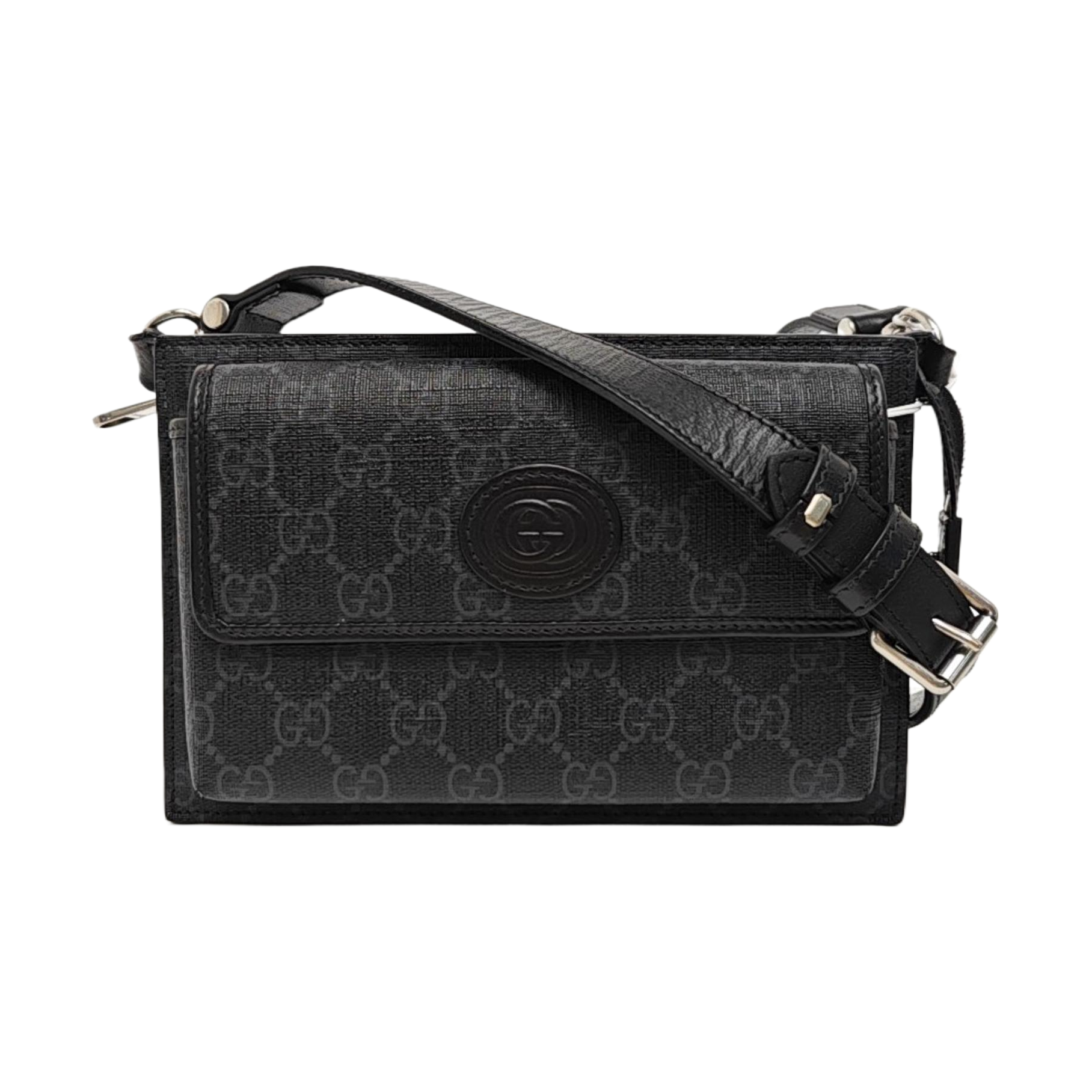 GG Messenger Monogram Coated Canvas Black