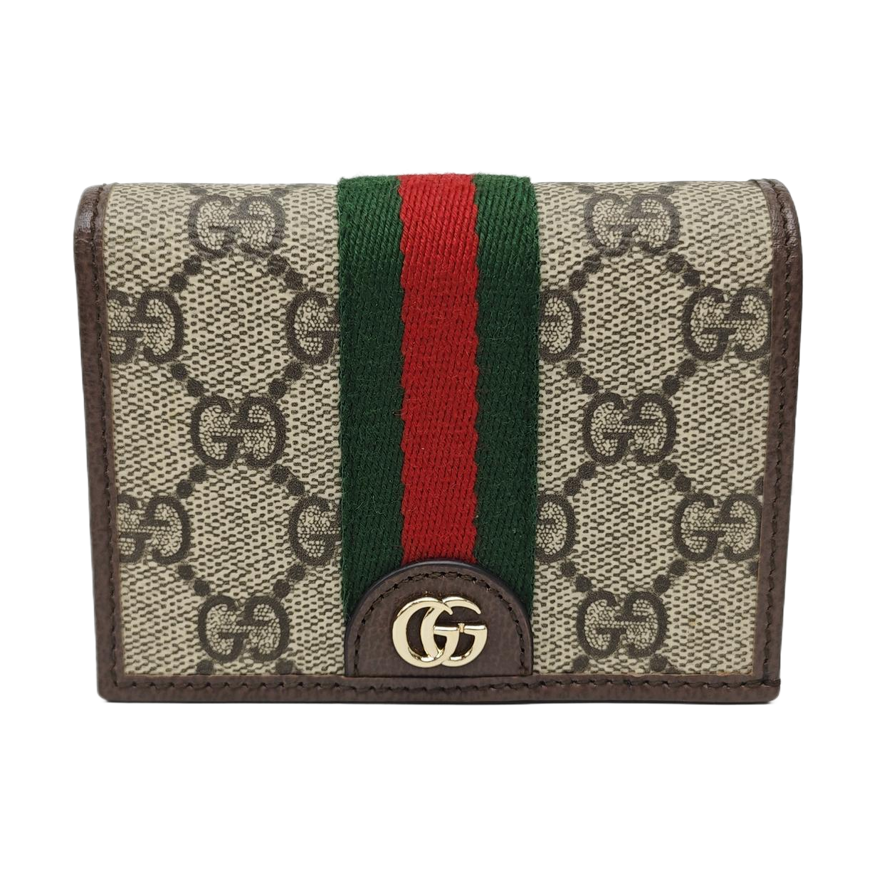 Ophidia Mini Monogram Coated Canvas Brown Card Holder