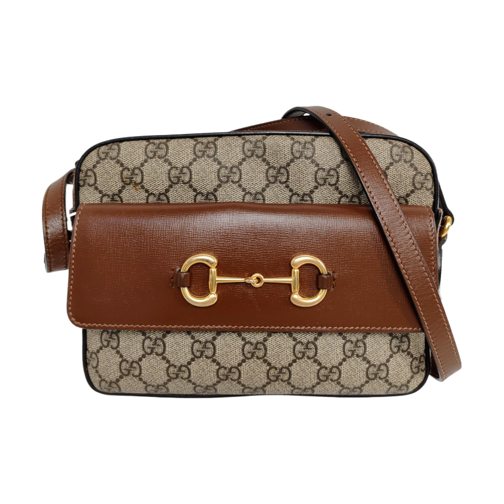 Authenticated pre-owned  Horsebit 1955 Small Coated Canvas Beige - Crossbody Bag at Looply