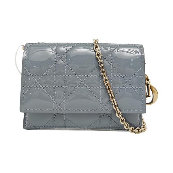 Lady Dior Cuero Charol Acolchado Azul
