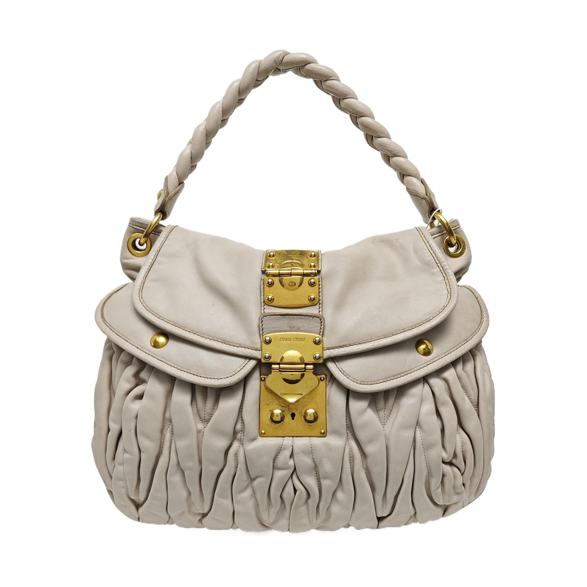 Miu Coffer Quilted Lambskin Beige