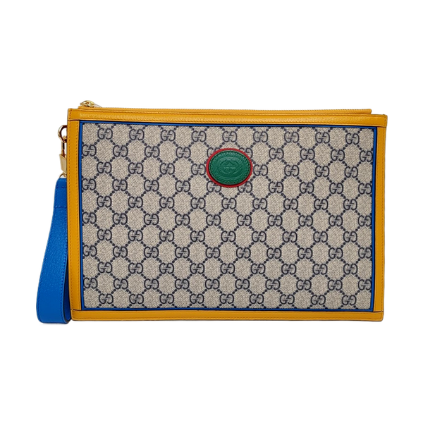 Monogram Coated Canvas Clutch Beige